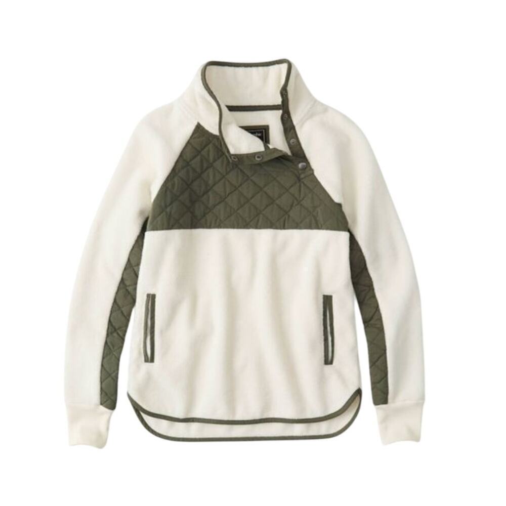 Abercrombie Quilted Green.& White Snap Fleece Pullover Size S